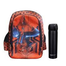 Kit Mochila Escolar Infantil Spider Man e Garrafa de Água 97826 400ml Preta - ABCD