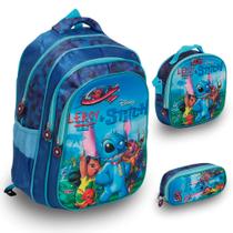 Kit Mochila Escolar Infantil Stitch 3D Volta As Aulas