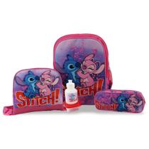 Kit Mochila Escolar Infantil Stitch Costas Tam G - SM