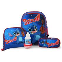 Kit Mochila Escolar Infantil Stitch Costas Tam G