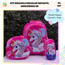 Kit Mochila Escolar Infantil Unicórnio