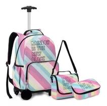 Kit Mochila Escolar Juvenil Adulto Rainbow Arco-Iris Danlex