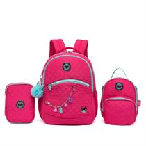 Kit Mochila Escolar Juvenil Feminina Polo One Lancheira Térmica Estojo