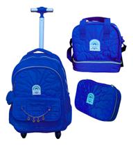 Kit Mochila Escolar Juvenil Rodinha 360 Feminina 2025 Luxo