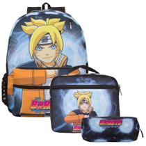 Kit Mochila Escolar Juvenil Tamanho G Boruto e Lancheira Kit Mochila Escolar Juvenil Tamanho G Boruto e Lancheira