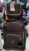 Kit mochila escolar Kika 4 rodas grande, mochila + lancheira
