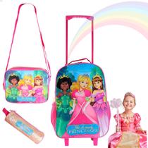 Kit Mochila Escolar Lancheira e Estojo Princesas Menina