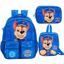 Kit Mochila Escolar Lancheira Estojo Bolsa Patrulha Canina