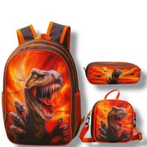 Kit Mochila Escolar Lancheira Térmica + Estojo- Dinossauro Kit Mochila Escolar Lancheira Térmica + Estojo- Dinossauro