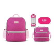 Kit Mochila Escolar Lancheira Térmica Marmita Garrafa Squeeze Kids