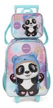 Kit Mochila Escolar + Lancheira Ursinho Panda Verde - Luxcel