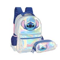 Kit Mochila Escolar Lilo & Stitch Costas com Estojo Lançamento Infantil Original - LUXCEL