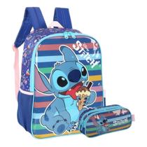 Kit Mochila Escolar Lilo & Stitch Costas Estojo Infantil