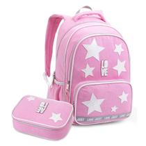 Kit Mochila Escolar Love com Estojo Box Rosa Estrelas Colorido Fofo Material Conjunto Divisórias Kit Mochila Escolar Love com Estojo Box Rosa Estrelas Colorido Fofo Material Conjunto Divisórias