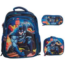 Kit Mochila Escolar Masculina Batman Com Lancheira Estojo