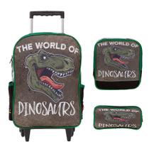 Kit Mochila Escolar Masculina DInossauro Com Rodinha Tam G Kit Mochila Escolar Masculina DInossauro Com Rodinha Tam G