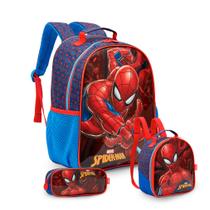 Kit Mochila Escolar Masculina Homem Aranha Grande Reforçada