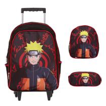 Kit Mochila Escolar Masculina Naruto Rodinhas Reforçada