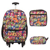 Kit Mochila Escolar Masculina Naruto Rodinhas Tam G Toys 2U Kit Mochila Escolar Masculina Naruto Rodinhas Tam G Toys 2U
