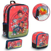 Kit Mochila Escolar Masculina Patrulha Canina Desenho Costas Kit Mochila Escolar Masculina Patrulha Canina Desenho Costas