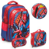 Kit Mochila Escolar Masculina Spider Man Lancheira Térmica