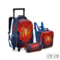 Kit mochila escolar masculino super spider com lancheira e estojo