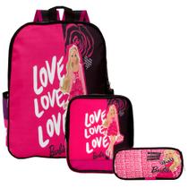 Kit Mochila Escolar Menina Barbie Aula 3 Pçs Costas Toys 2U Kit Mochila Escolar Menina Barbie Aula 3 Pçs Costas Toys 2U