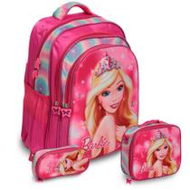 Kit Mochila Escolar Menina Barbie Costa Com Lancheira Grande