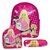 Kit Mochila Escolar Menina com Lancheira Infantil Barbie