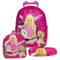 Kit Mochila Escolar Menina com Lancheira Infantil Barbie