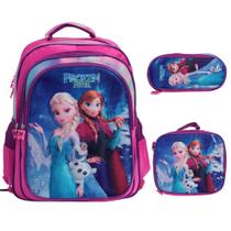 Kit Mochila Escolar Menina Costas Frozen Passeio Juvenil