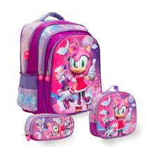Kit Mochila Escolar Menina Estampa Amy Sonic Lançamento Kit Mochila Escolar Menina Estampa Amy Sonic Lançamento