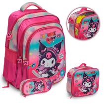 Kit Mochila Escolar Menina Hello Kitty Alto Relevo Reforçada