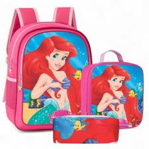 Kit Mochila Escolar Menina Juvenil+Estojo+Lancheira Térmica