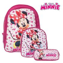 Kit Mochila Escolar Menina Minnie Mouse Costas Lancheira - Toys 2U