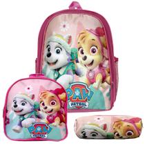 Kit Mochila Escolar Menina Paw Patrol Skye Passeio Costas Kit Mochila Escolar Menina Paw Patrol Skye Passeio Costas