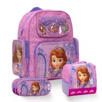 Kit Mochila Escolar Menina Princesa Sofia Lancheira Térmica