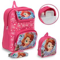 Kit Mochila Escolar Menina Princesinha Sofia Reforçada