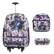 Kit Mochila Escolar Menina Rodinha Wandinha Grande Toys 2U Kit Mochila Escolar Menina Rodinha Wandinha Grande Toys 2U