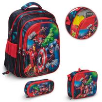 Kit Mochila Escolar Menino Avengers Costas Lancheira Térmica