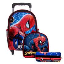 Kit Mochila Escolar Menino Creche Spider Man Tam G Rodinha