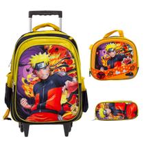 Kit Mochila Escolar Menino Naruto Rodinhas Tam G Reforçada