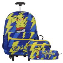 Kit Mochila Escolar Menino Pokémon Rodinha Creche Pre Escola