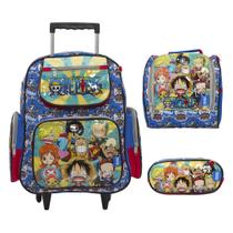 Kit Mochila Escolar Menino Rodinhas One Piece Reforçada Kit Mochila Escolar Menino Rodinhas One Piece Reforçada