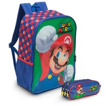 Kit Mochila Escolar Menino Super Mario Alça Costas Grande
