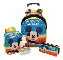 Kit Mochila Escolar Meninos Mickey Mouse Color Rodinhas G F5 Kit Mochila Escolar Meninos Mickey Mouse Color Rodinhas G F5