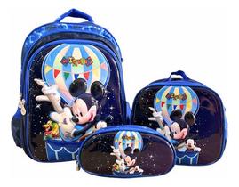 Kit Mochila Escolar Mickey Mouse Lancheira Estojo Kit Mochila Escolar Mickey Mouse Lancheira Estojo