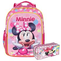 Kit mochila escolar minnie 3d com estojo duplo Kit mochila escolar minnie 3d com estojo duplo
