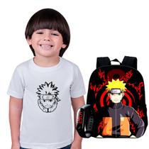 Kit Mochila Escolar Naruto + Camiseta Anime + Relógio Digital - Stampnew