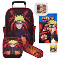 Kit Mochila Escolar Naruto com Lancheira e Estojo 6 Pçs